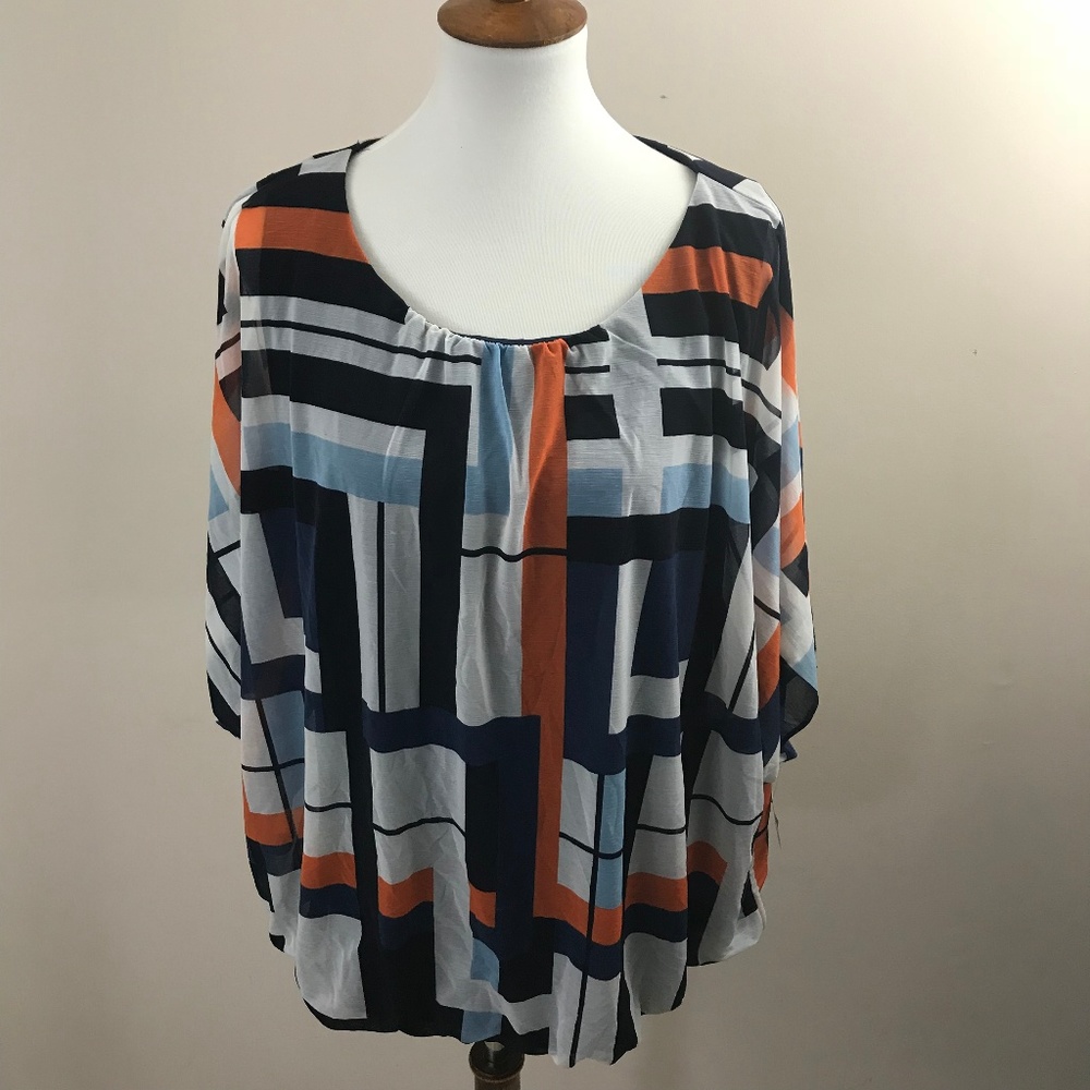NEW Alfani Geometric Print Blouse Size 3X